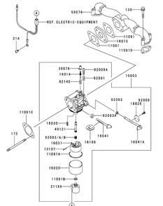 Kawasaki Fh580v-As05 Carburetor Diagram and Parts List for ENFORCER44 53BI3AGF050-19HP Cub Cadet Lawn Tractor